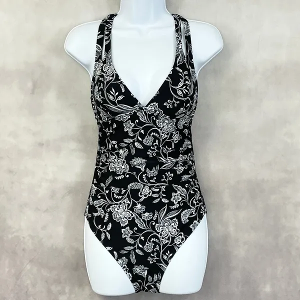 Cupshe One Piece Swimsuit Womens Small Floral Stretch Beach Resortwear Botanical - Image 15
