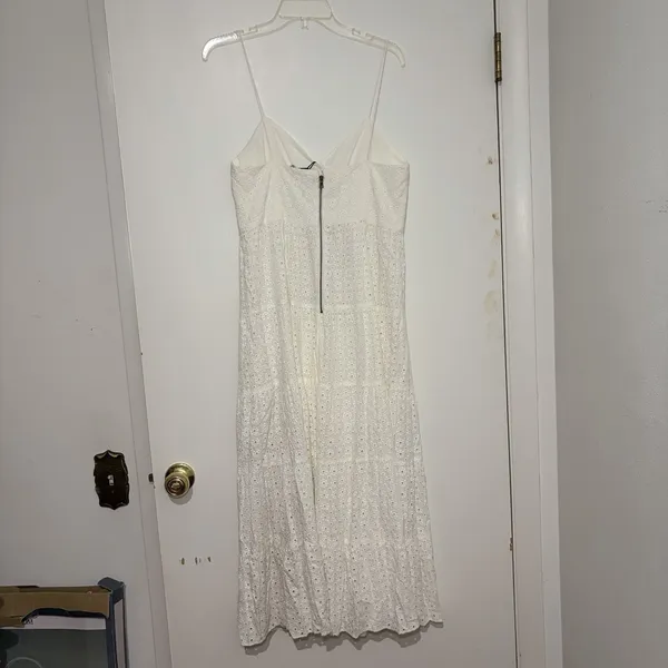 Alice+Olivia SHANTELLA TIERED BUTTON MAXI DRESS in Off White 10 Rush Sorority - Image 13