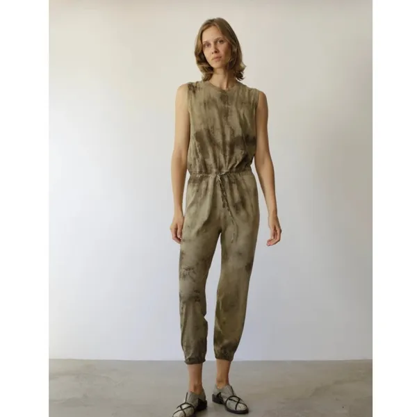 Raquel Allegra Jersey‎ Shortsleeve Jumpsuit in Army Green Size 0 = US XS - Image 2
