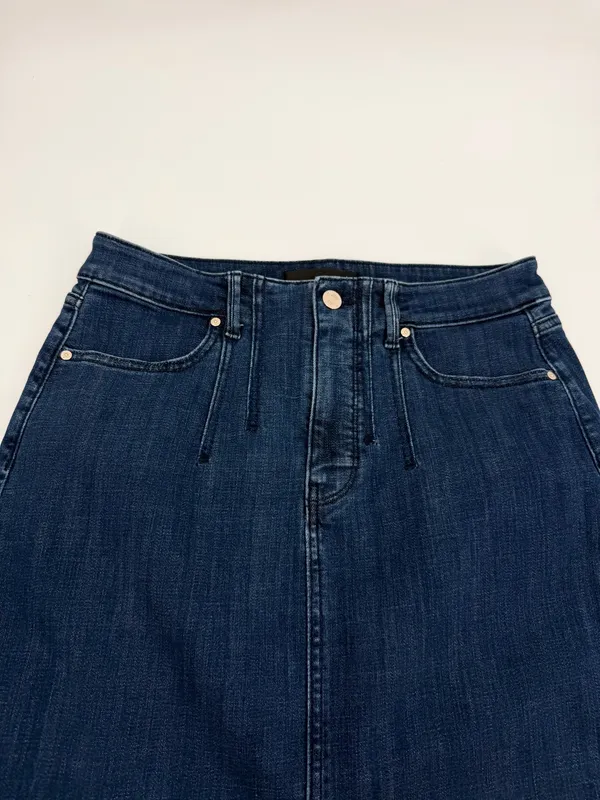White House Black Market Skirt Womens 8 Blue Denim Midi Front Slit Tailored - Image 7