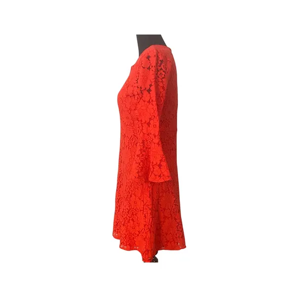 Lulus Favorite Flair Red Lace Bell Sleeve Dress Fit Flare Small Date Night Guest - Image 3