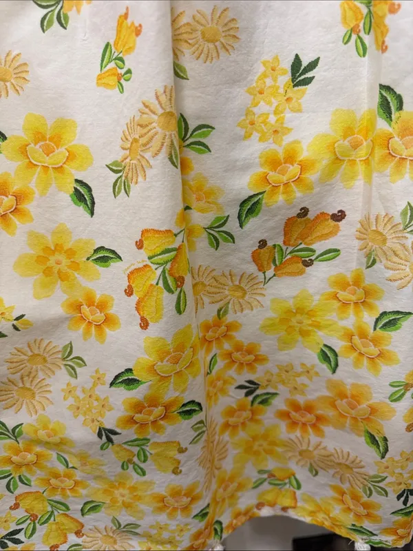 FARM Rio 100% Cotton Azaleia Yellow Floral Tie Straps Mini Dress Size Large - Image 9