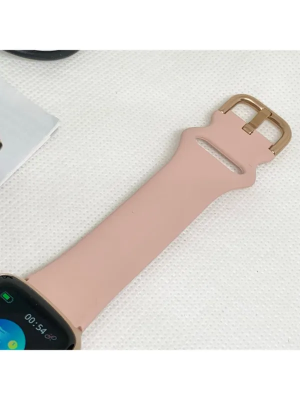 Fitness tracker smart watch rose gold tone case 26mm pink silicone band - Image 5