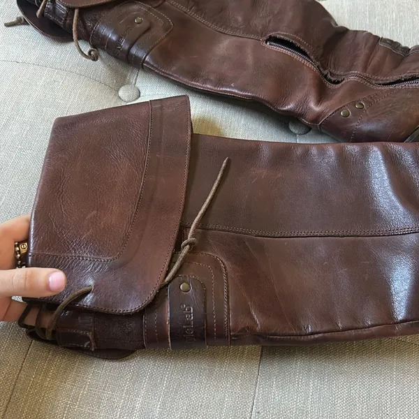 Diesel Style Lab Brown Leather Over The Knee Heeled Boots Size 40 - Image 5