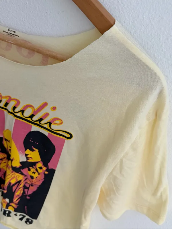 Blondie UK Tour 78 Graphic Off the Shoulder Cropped Tee - Image 5