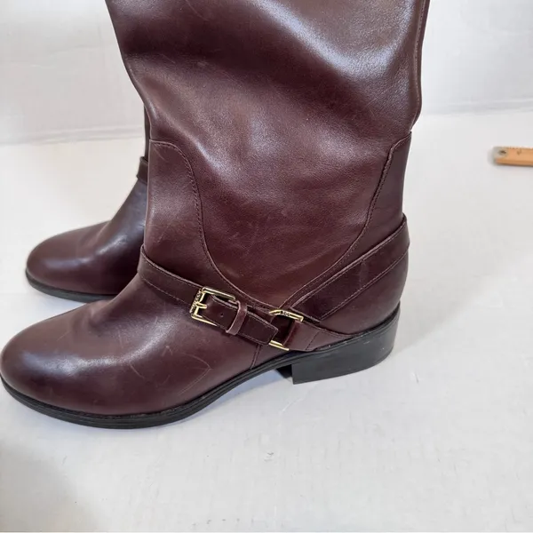 Ralph Lauren Brown Leather Riding Boots Womens 10 Knee High Fall Old Money - Image 6