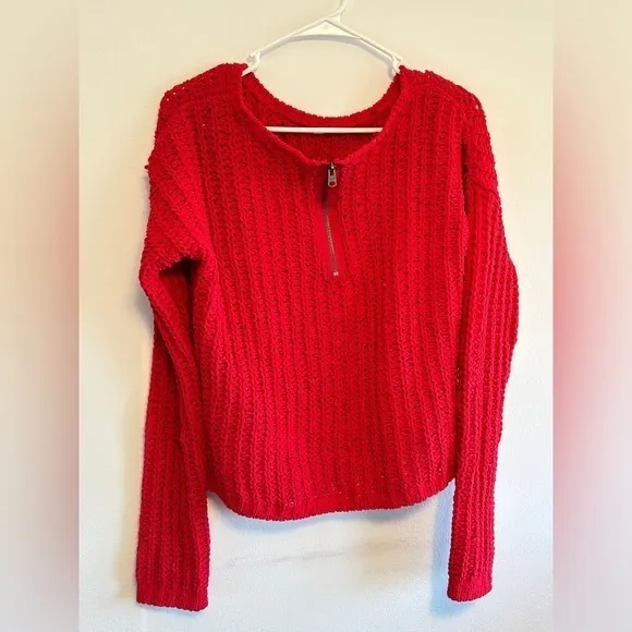 Abercrombie & Fitch SZ L Womens Bright Red‎ Open Weave - Image 5