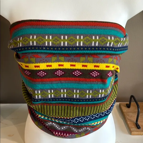 Colorful Strapless Knit Top Green Size L - Image 4
