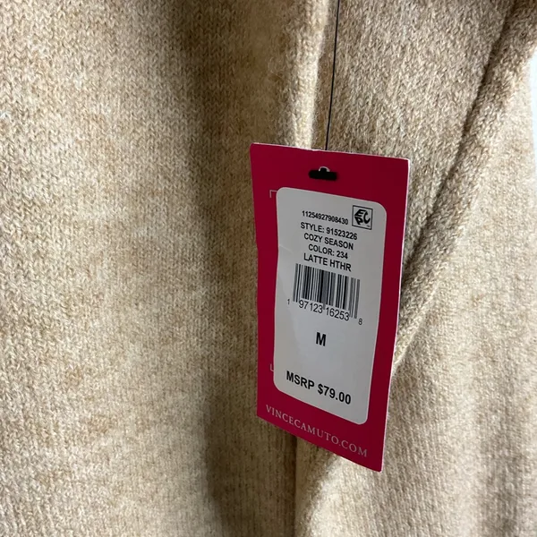 Vince‎ Camuto Beige Knit V-Neck Midi Dress Size Medium - Image 4