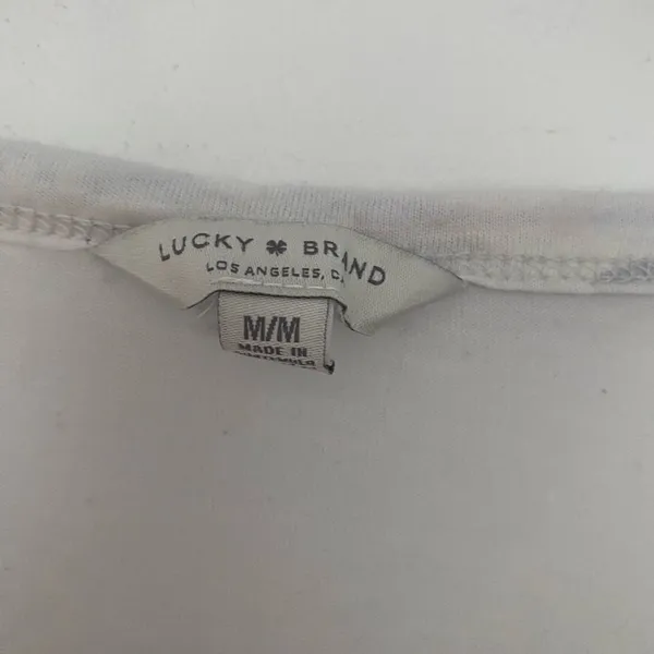 Lucky Brand Women’s Sheer Burnout Oversized T-Shirt White Gray Print Size M - Image 5