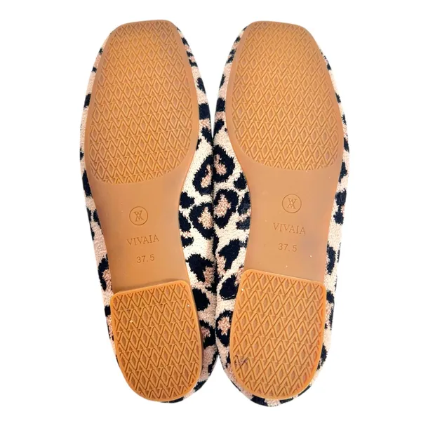 Vivaia Squared Toe Terry Knit Loafers Leopard Print Flat Comfy Shoe - Image 6