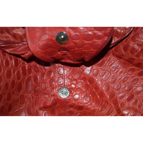 Vintage Shoulder Bag Women OS Red Good Faux Crocodile Embossed Slouch Hobo Retro - Image 6