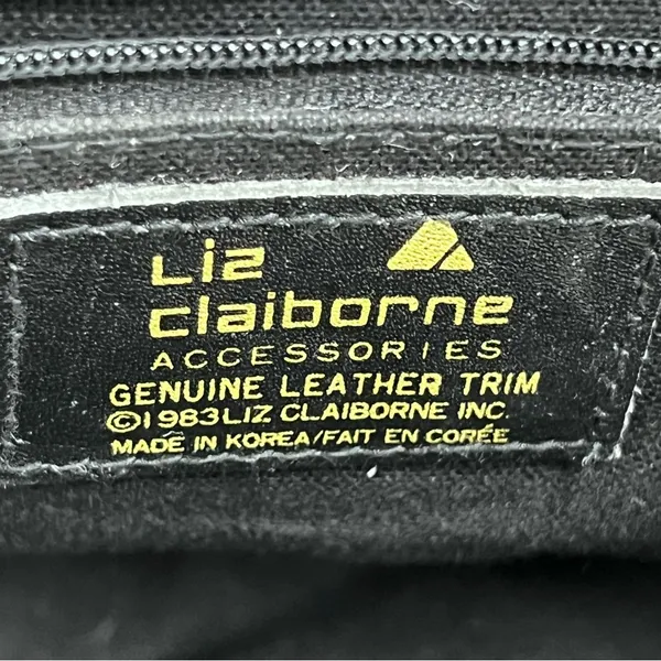 Vintage Liz Claiborne Blue textured handBag leather trim 80’s tote - Image 2
