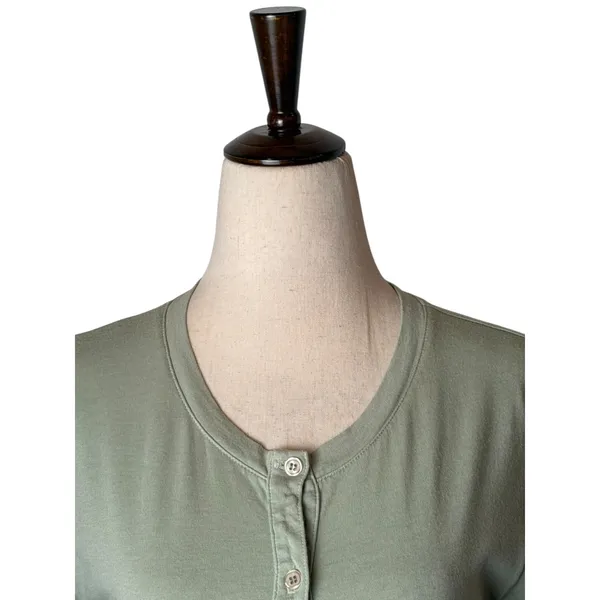 Monrow Tiered Henley Dress Women Small Sage Green Supima‎ Cotton Modal Mini USA - Image 4