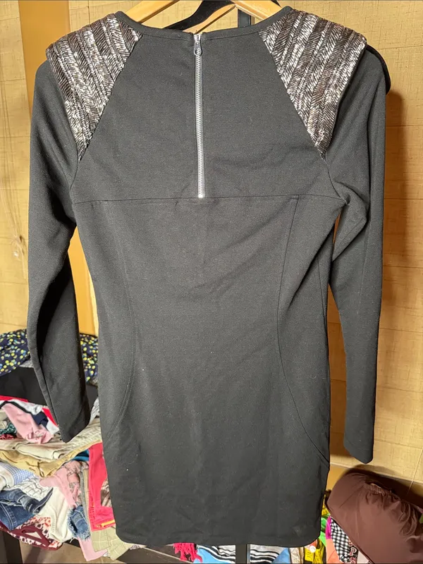 Ted Baker Black Embellished Shoulder Bodycon Mini Dress Size 2 - Image 8