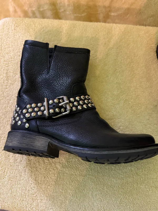 Steve Madden Boots Ankle Leather Black Moto - Image 10