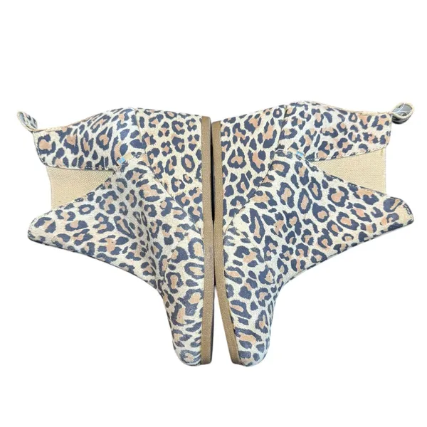 TOMS Booties Womens Size 6 Brown Leopard Faux‎ Suede Wedge Ankle Pull On - Image 6