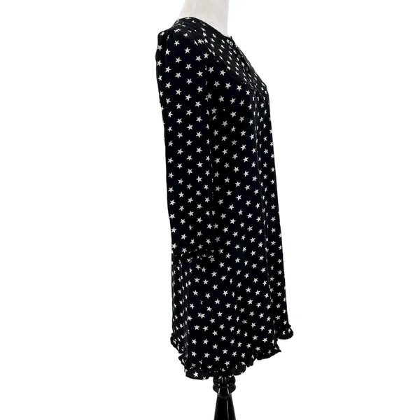 J. Crew Collection Black & White Silk Stars Button Scalloped Dress Size 0 - Image 4
