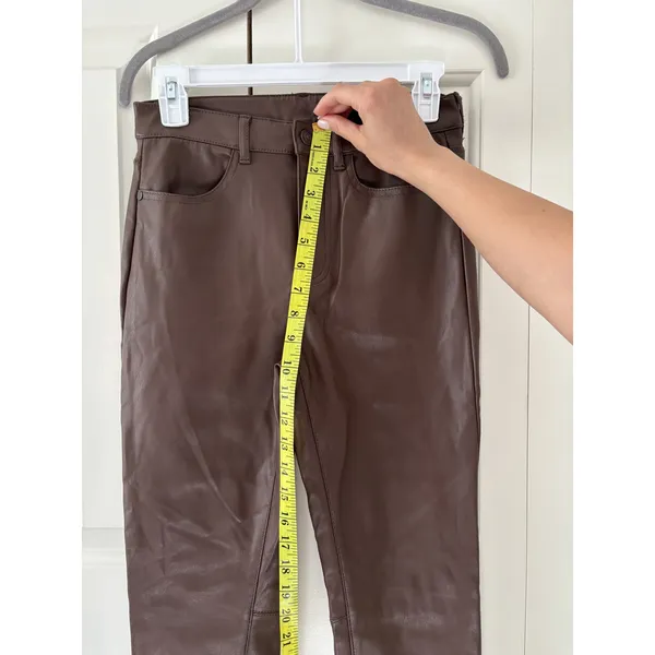 Free People Brown Faux Leather Skinny Pants 27 - Image 5