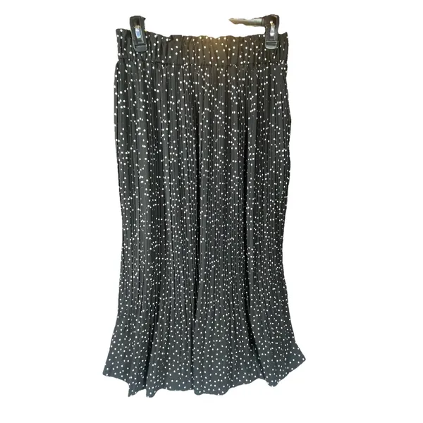 Exlura Pleated Skirt Large Black Polka Dot Maxi Stretchy Swing‎ Flowy Feminine - Image 2