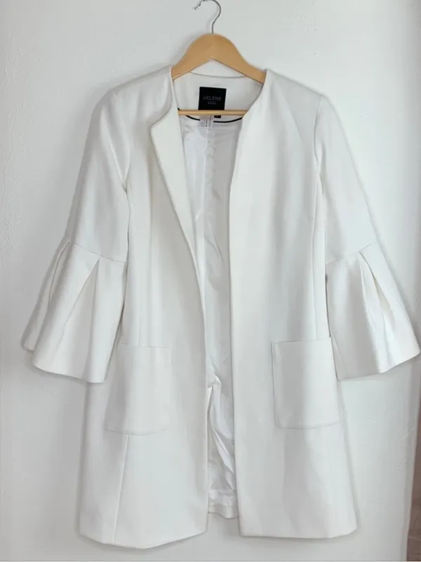 HELENE LONDON Flare Sleeve Open Jacket White L NWOT - Image 4