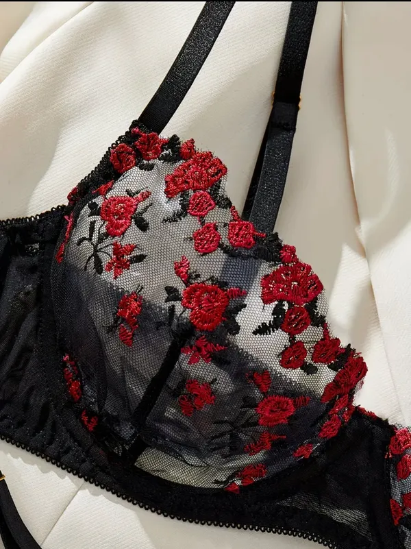 Black floral lingerie sey - Image 3