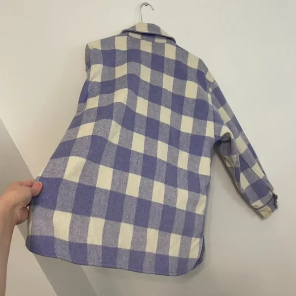 WILD FABLE Lilac Lavender Purple Cream Ivory Plaid Oversized Fit Shacket Jacket - Image 16