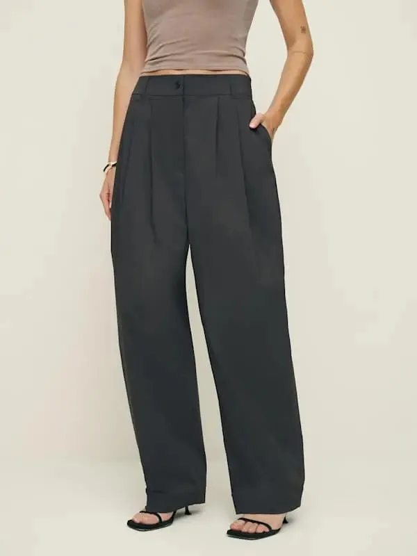 NWT Reformation Danielle Pants (Morel) Brown-Gray Size 8 Petite Baggy Wide Leg‎ - Image 11