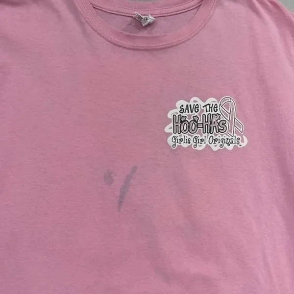 Breast Cancer Awareness T-shirt Short Sleeve Size Large Save The HOO-HAs Pink - Image 7
