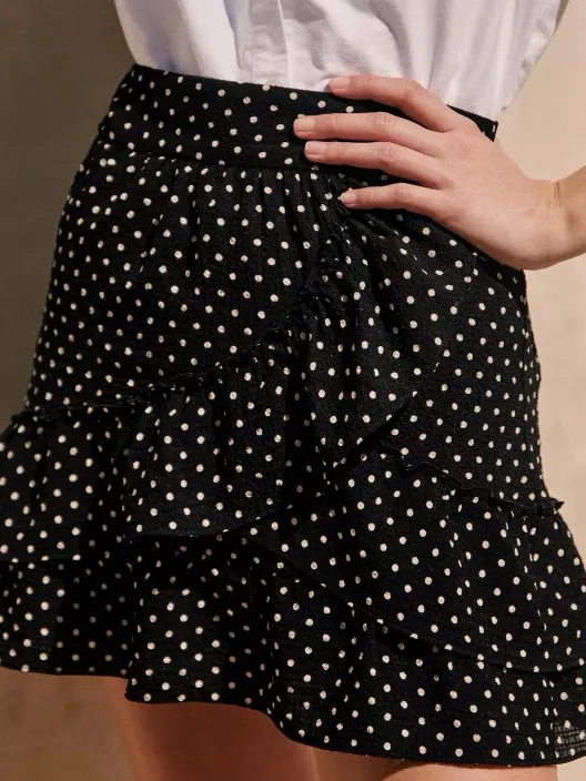 Sézane Carolina black polka-dot print mini skirt - Image 2