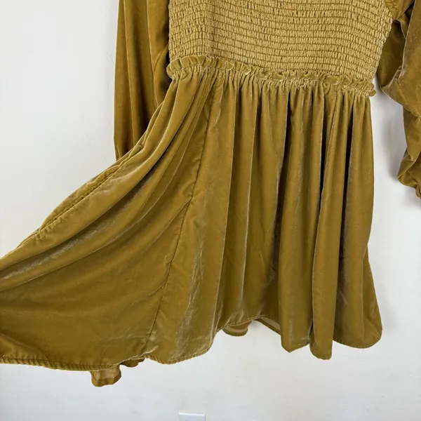 Free People Daphne Velvet Sleeve Dress in Olive Bitters - Image 8