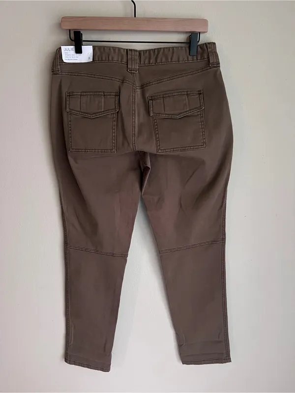 LOFT Julie Curvy Brown Stretch Cargo‎ Utility Pants Slim Leg Size 8 NWT - Image 2