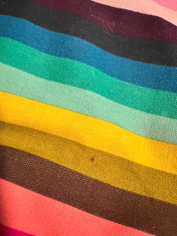 Womens large Victoria's Secret Rainbow Striped Canvas Makeup Cosmetic Bag - Image 4