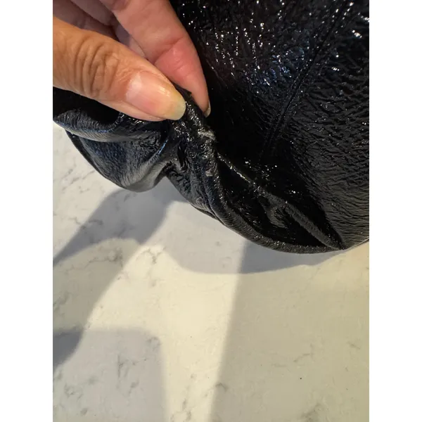 Roxy black crinkle-textured faux leather shoulder bag silver-tone hardware Y2K - Image 8