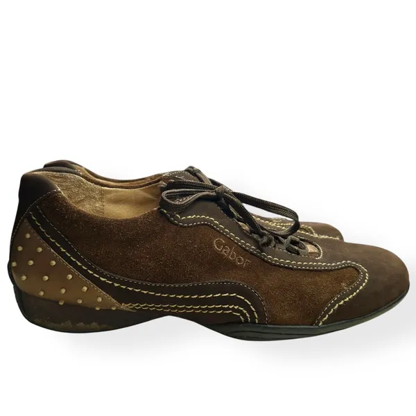 Gabor Comfort‎ Suede Leather Lace Up Sneakers Brown 8.5 UK 10.5 US Wide Utility - Image 4