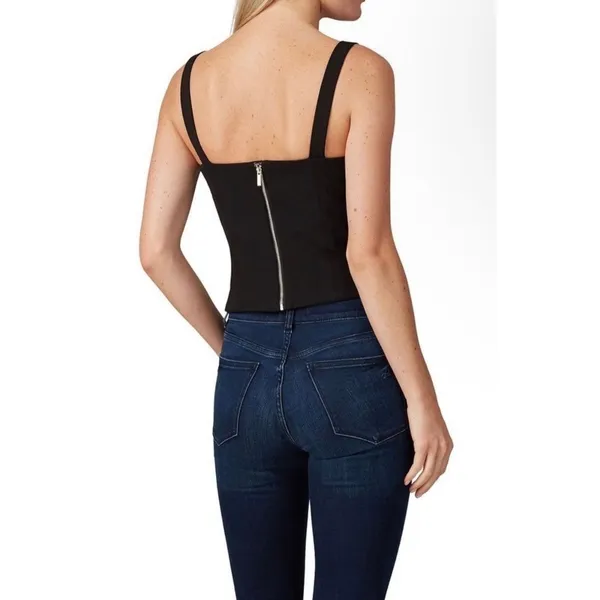 Great Jones‎ Black Bustier Crop Top Structured Corset Back Zip XS Going Out Top - Image 2