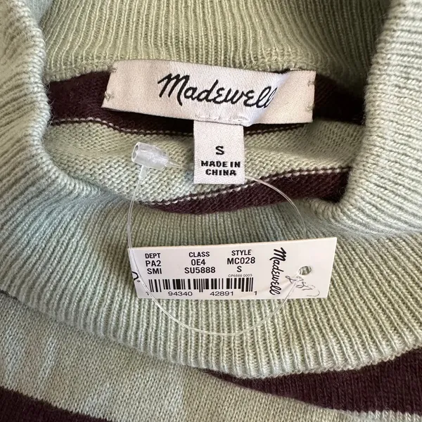 Madewell Mock Neck Sweater Women’s S‎ Burgundy Green NWT Merino Alpaca Blend - Image 2