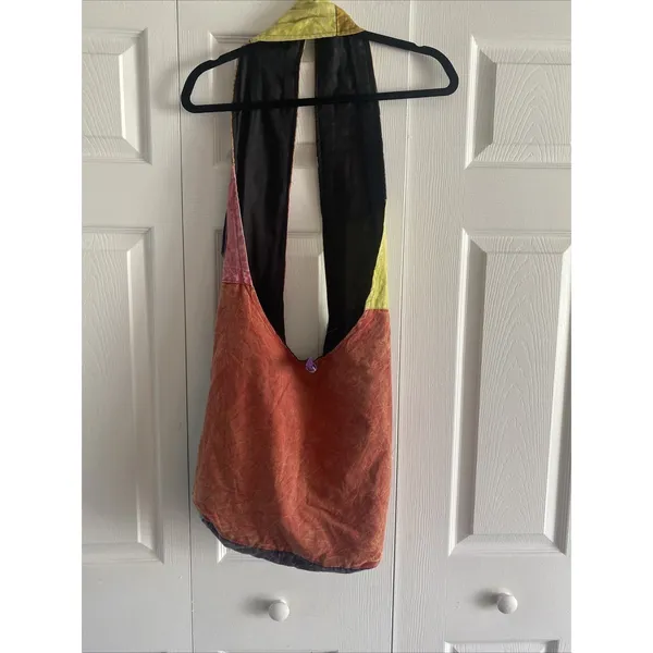 Patchwork Boho‎ Hobo Bag Womens OS Multi Moon Festival Cotton Newspaper Bag - Image 6