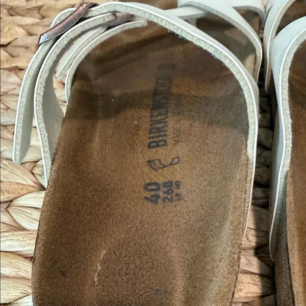 Birkenstock Cream Double Strap Sandals - Image 3