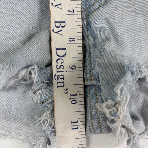 Levis 501 Original Light Denim Cut Off‎ Short High Rise Button Fly Momcore 27 - Image 9