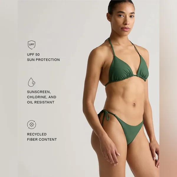NWT Quince Italian Palm Green Italian Adjustable Side Tie Bikini Bottom Sz M - Image 3