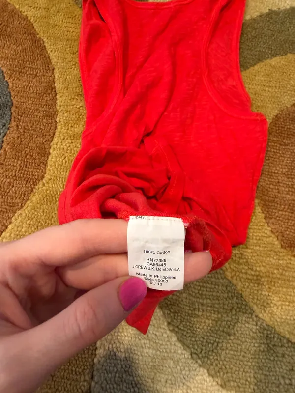 J. Crew Red Loose Tank Top 100% Cotton Lightweight Material Women’s Size Small - Image 4