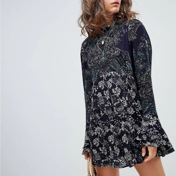 FREE People the lady luck printed tunic dress size Small - Image 3