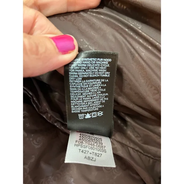 The North Face 600 Down Quilted Vest Women's Small Removable Faux Fur Hood Brown - Image 9