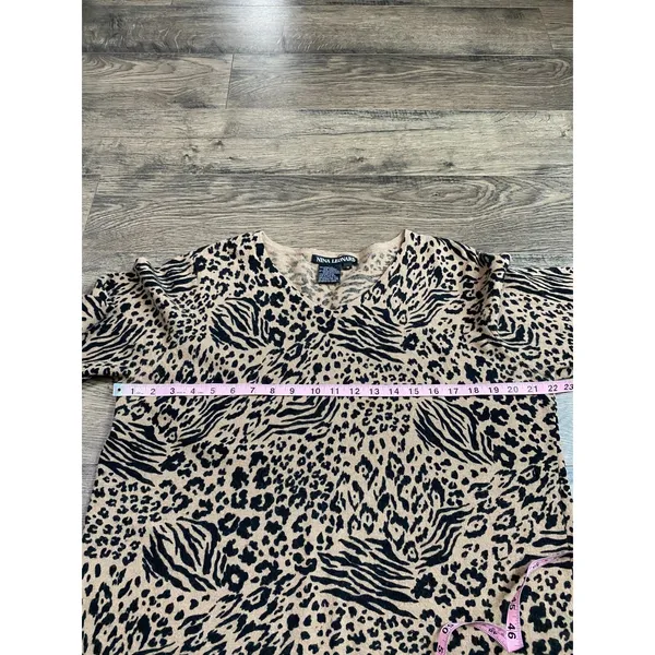 Womens Nina Leonard cheetah print vintage lambswool angora v neck sweater SZ 1+‎ - Image 6