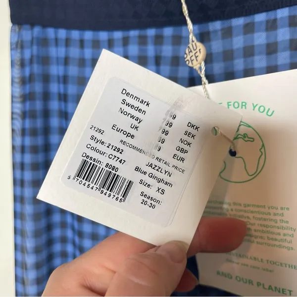 NWT Baum Und Pferdgarten Mesh Jazzlyn Leggings - Blue Gingham SUSTAINABLE sz XS - Image 7