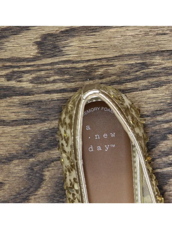 A New Day Sequin Ballet Flats Sammie Gold Yellow 5.5M - Image 8