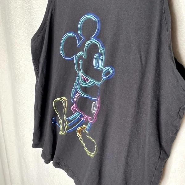 Disney Mickey Mouse Neon Line Portrait Tank Top Workout Pullover Black Size XL - Image 2