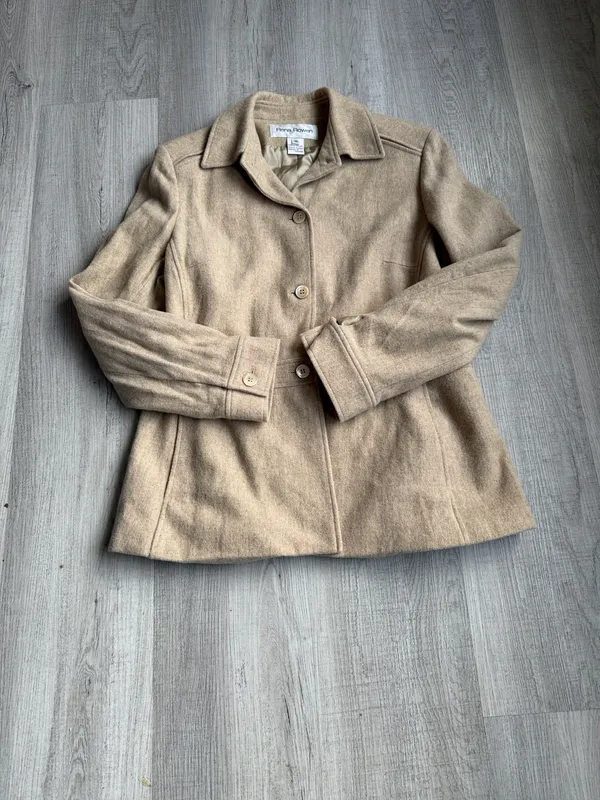 Rena Rowan Camel Wool Coat Size 10 | Classic Tailored Fall Winter Jacket - Image 2