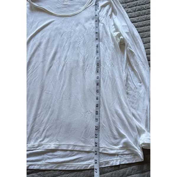 Tory‎ Burch Sport T-Shirt Womens LG White Hi/Lo Modal Long Sleeve Stretch Layer - Image 9